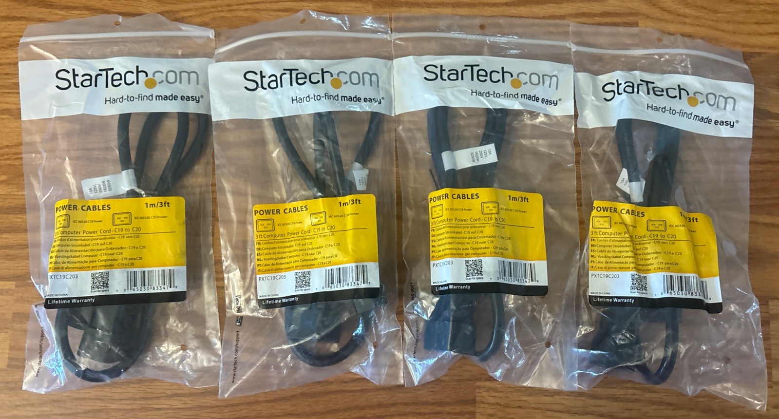 4 Pack StarTech.com PXTC19C203 3 ft PC Computer Power Cord C19 to C20 - Black