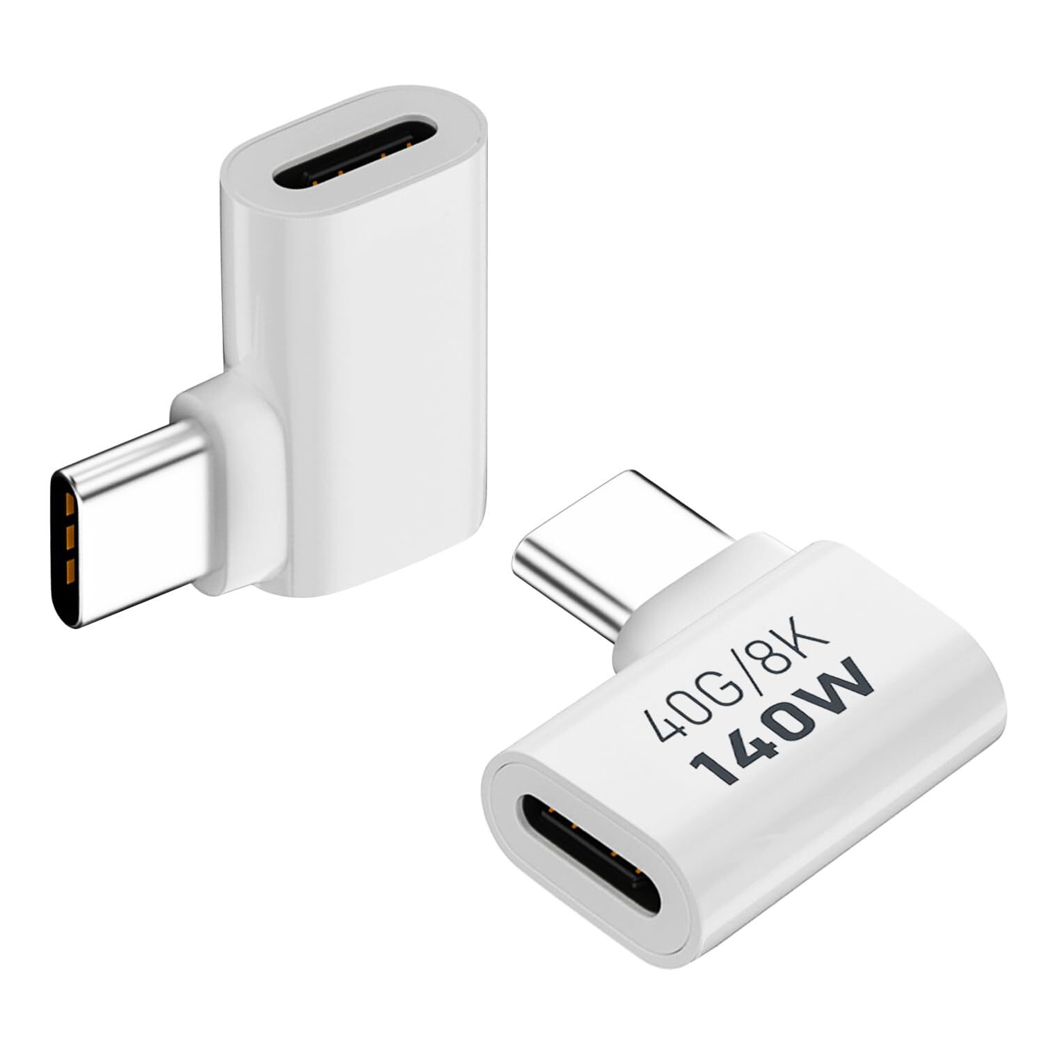 Paquete de 2 adaptadores USB C de ángulo recto macho a hembra tipo C extensor