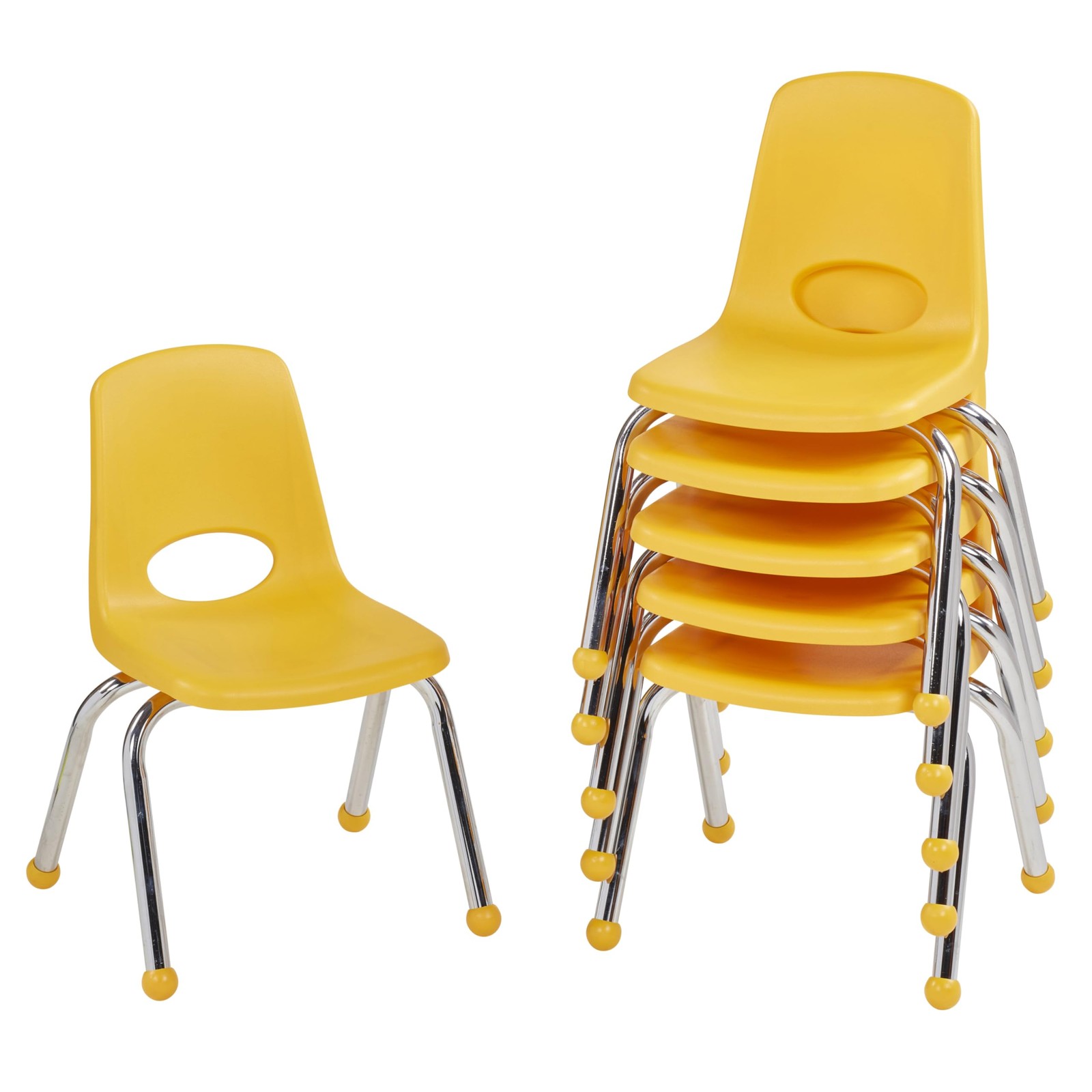 School Stack Chair 12 Inch Ball Glides Yellow 6 Pack Model 10359-YE