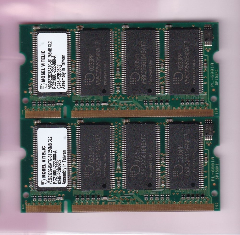 512MB 2x256MB PC-2100S MOSEL VITELIC V826632B24SATG-B1 DDR-266 LAPTOP DDR1 Kit