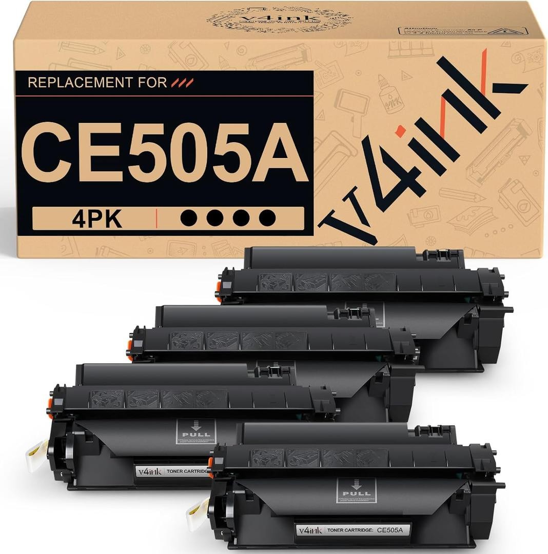 v4ink 4PK CE505A Toner Cartridge Compatible Replacement for HP 05A Toner Cart...