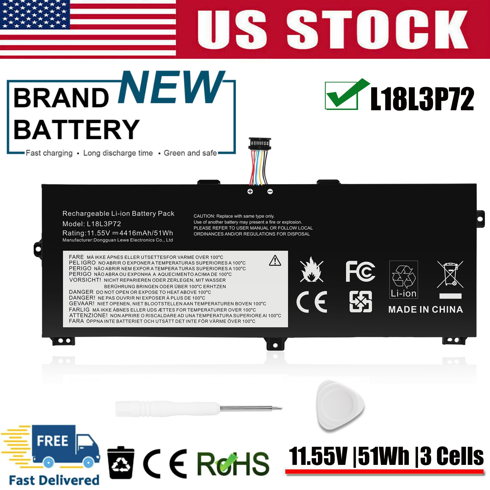 L18M3P72 L18L3P72 02DL021 Battery For Lenovo ThinkPad X13 Yoga 1st Gen X390 Yoga