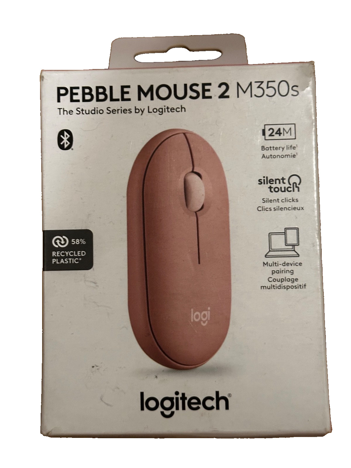 Genuine LOGITECH PEBBLE MOUSE 2 M350s Mouse (Pink) Brand New