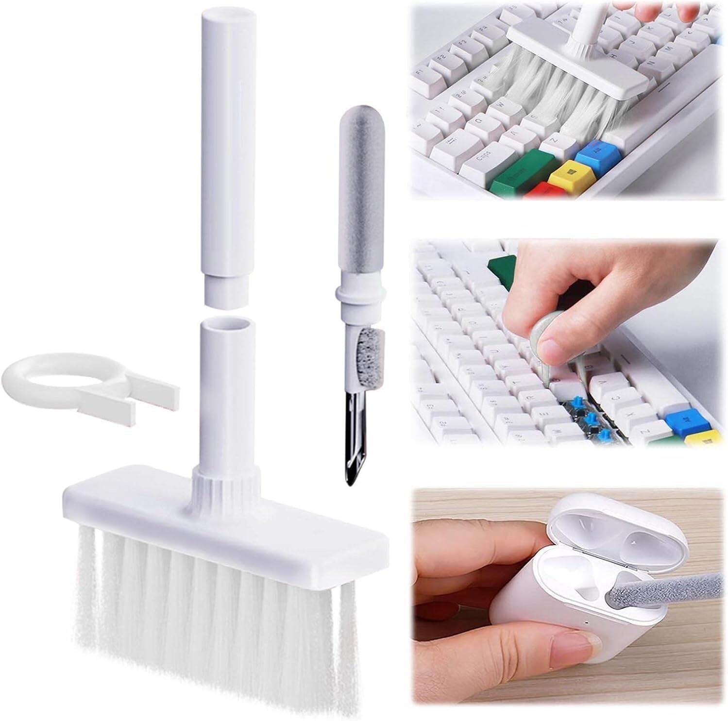 5 in 1 Laptop Keyboard Cleaner Kit, Earphone Cleaning Tool with Keycap Puller