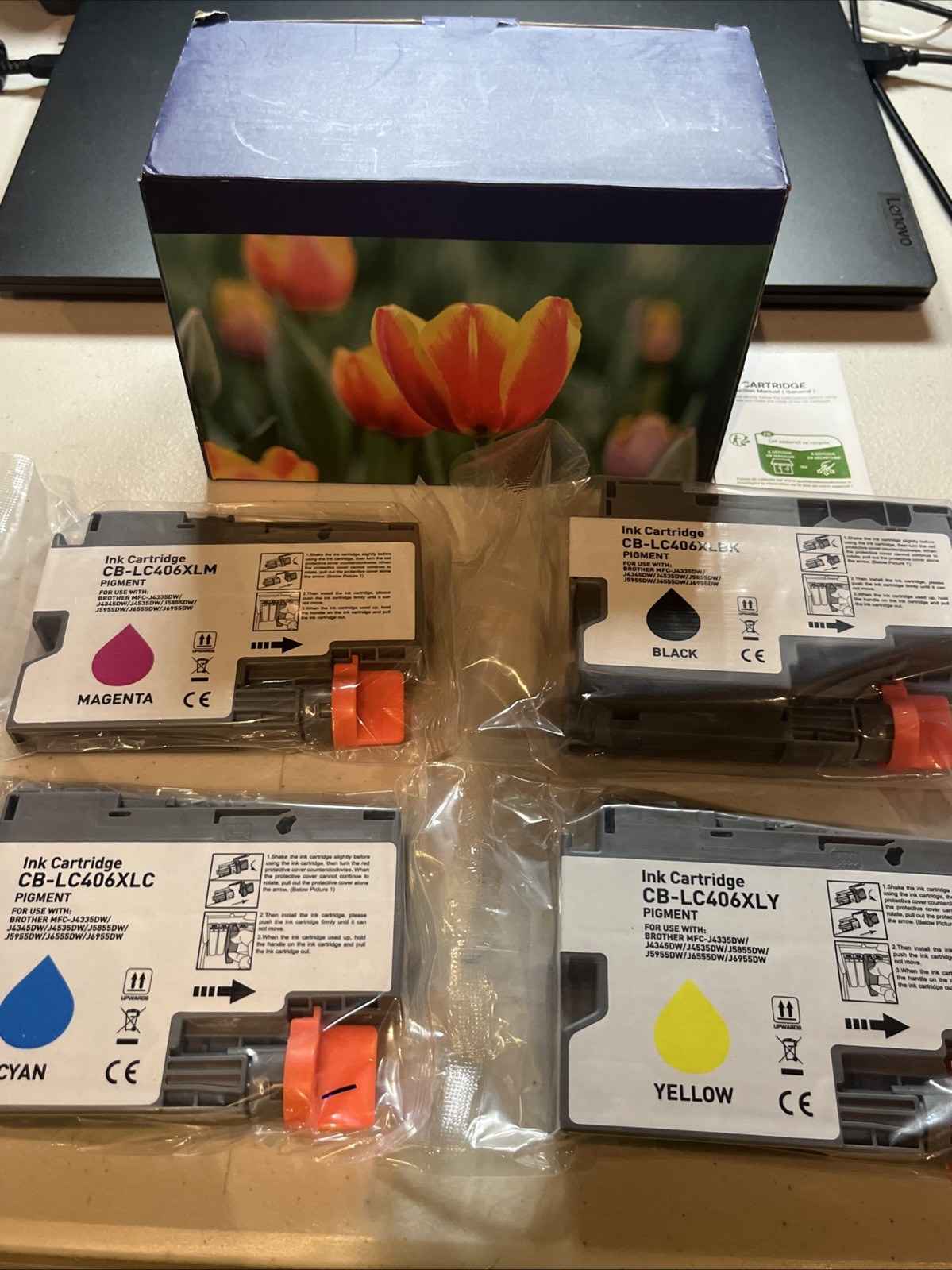 4 Pack LC406XL High Yield Printer Ink Cartridges Brother Compatible Exp 03/2027