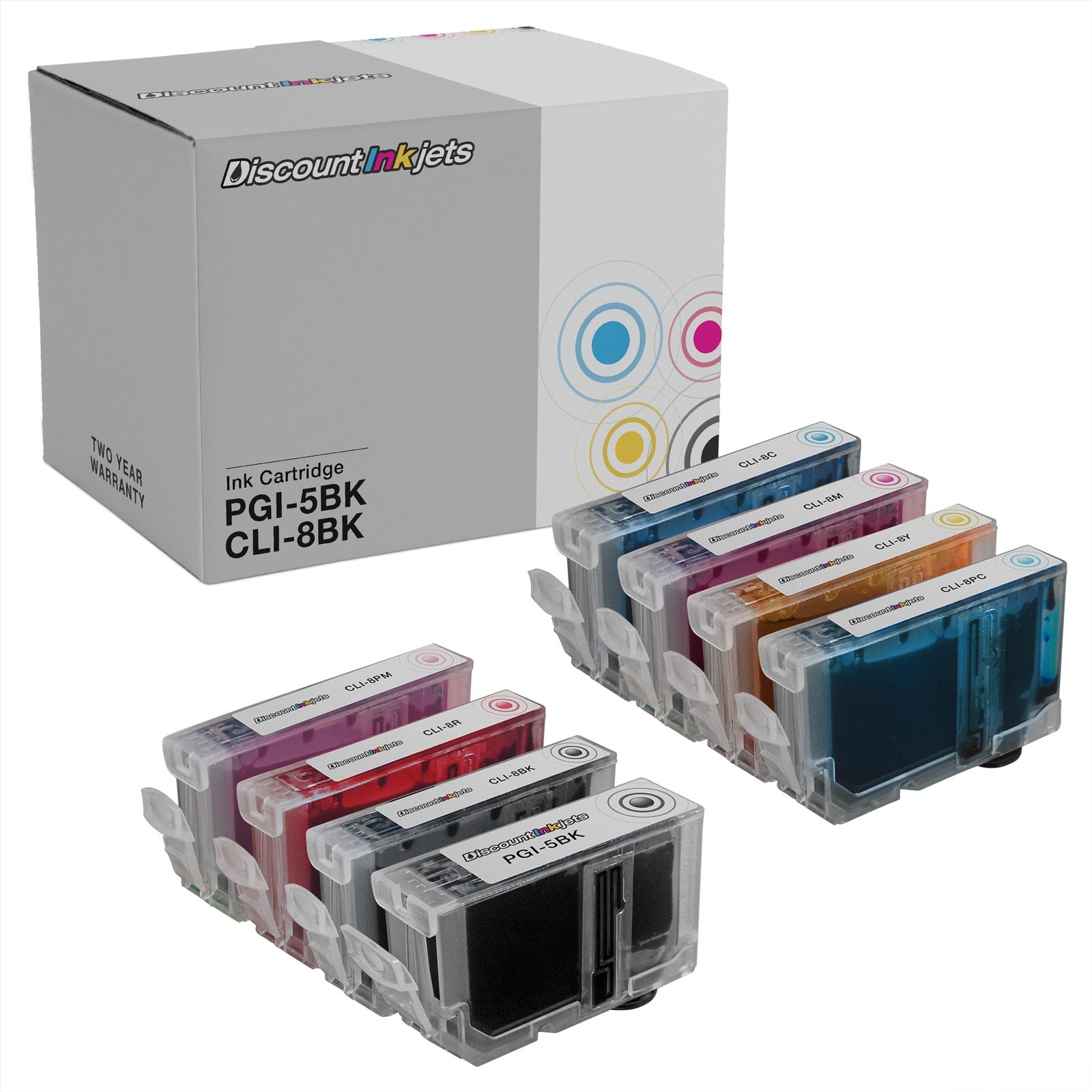 8PK CLI8 for Canon CLI-8 B/C/M/Y/PC/PM/R/G Ink Cartridges W/ CHIP PIXMA Pro 6000