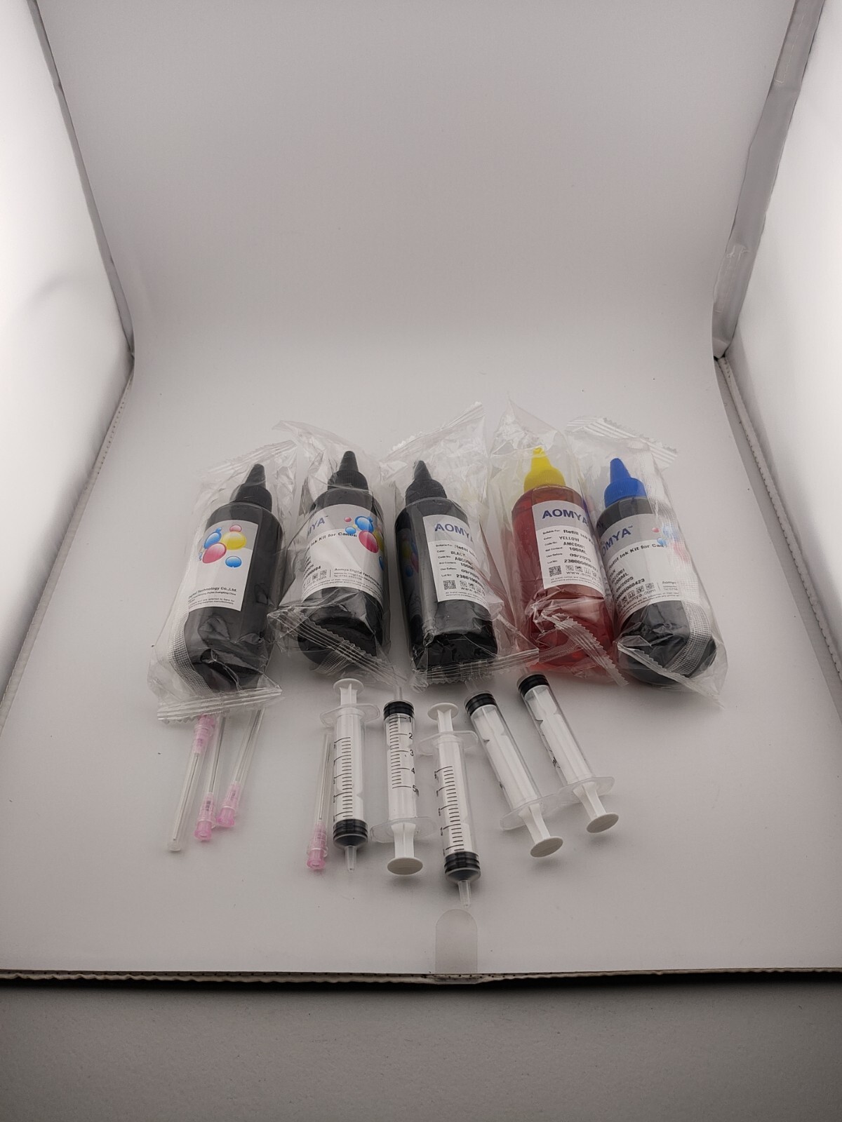 Aomya Compatible Ink Refill kit for Canon Exp. 09/25 3black 1yellow, 1blue