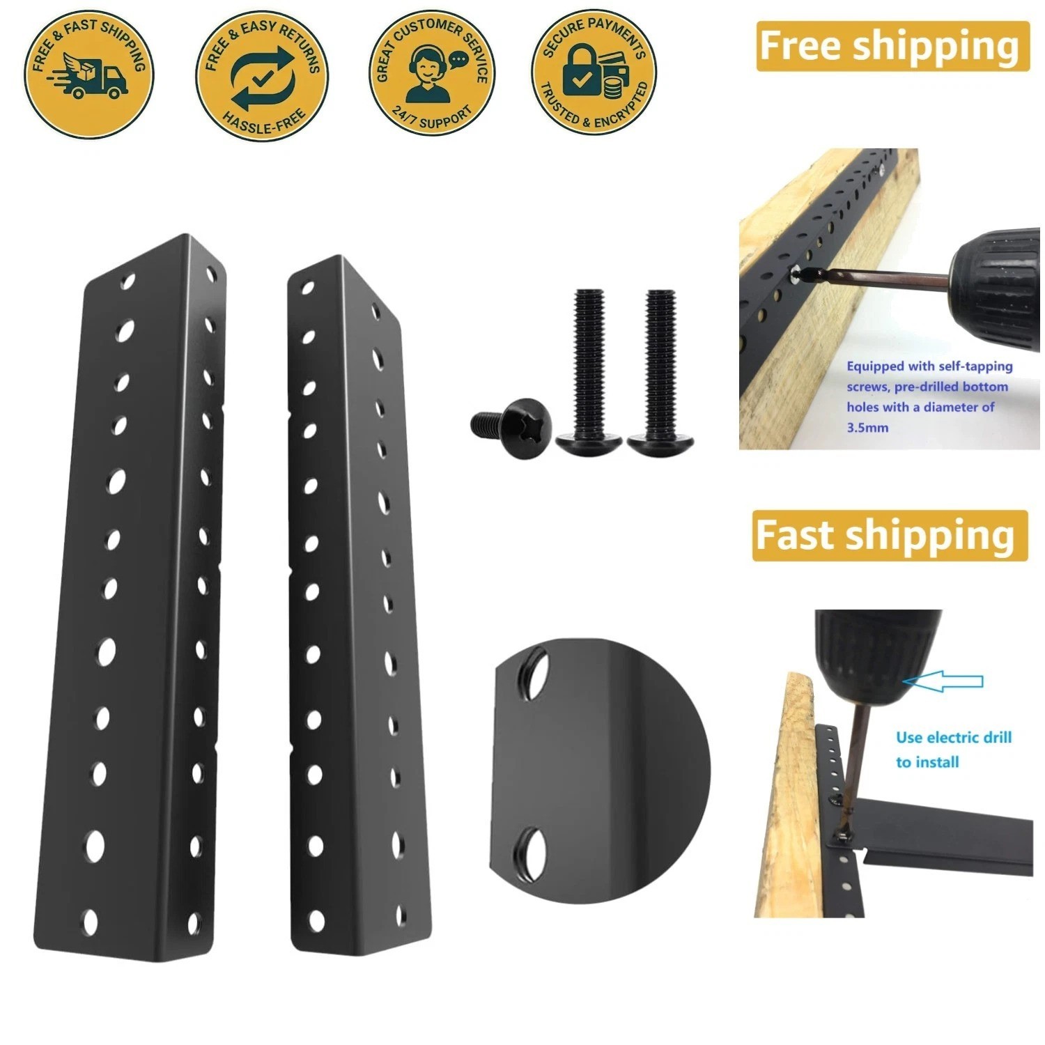 4U Rack Rails Kit with Hardware - Durable Alloy Steel for Secure Server Mounting