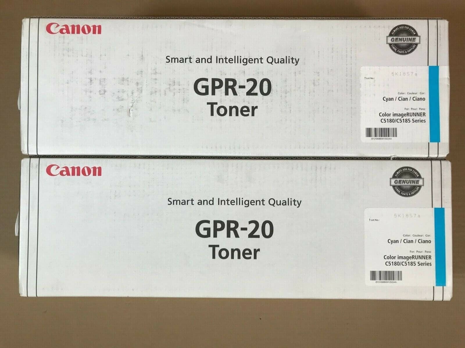 2 Genuine Canon GPR-20 Toners Cyan(X2) For Color imageRUNNER C5180/C5185 Series 