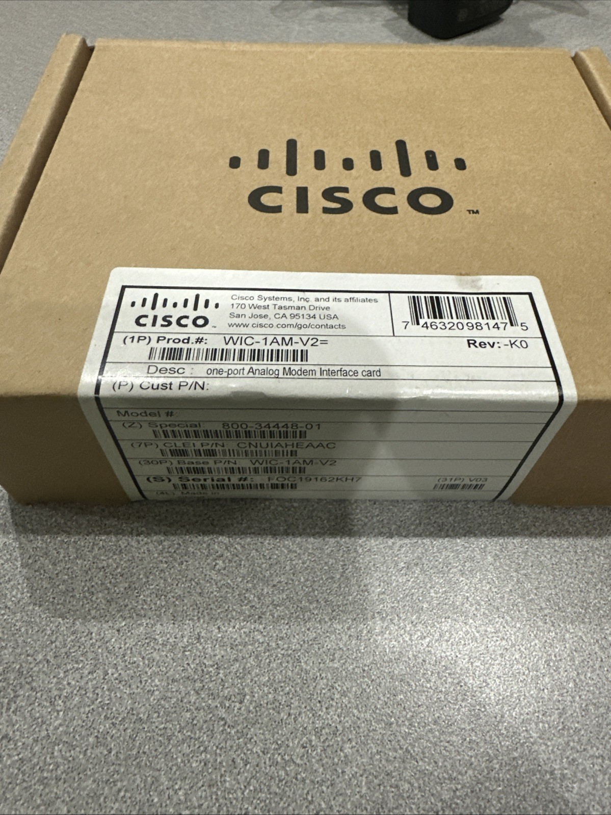 Cisco WIC-1AM-V2 Integrated V.92 Modem WAN Interface Card WIC 1AM V2 New In Box