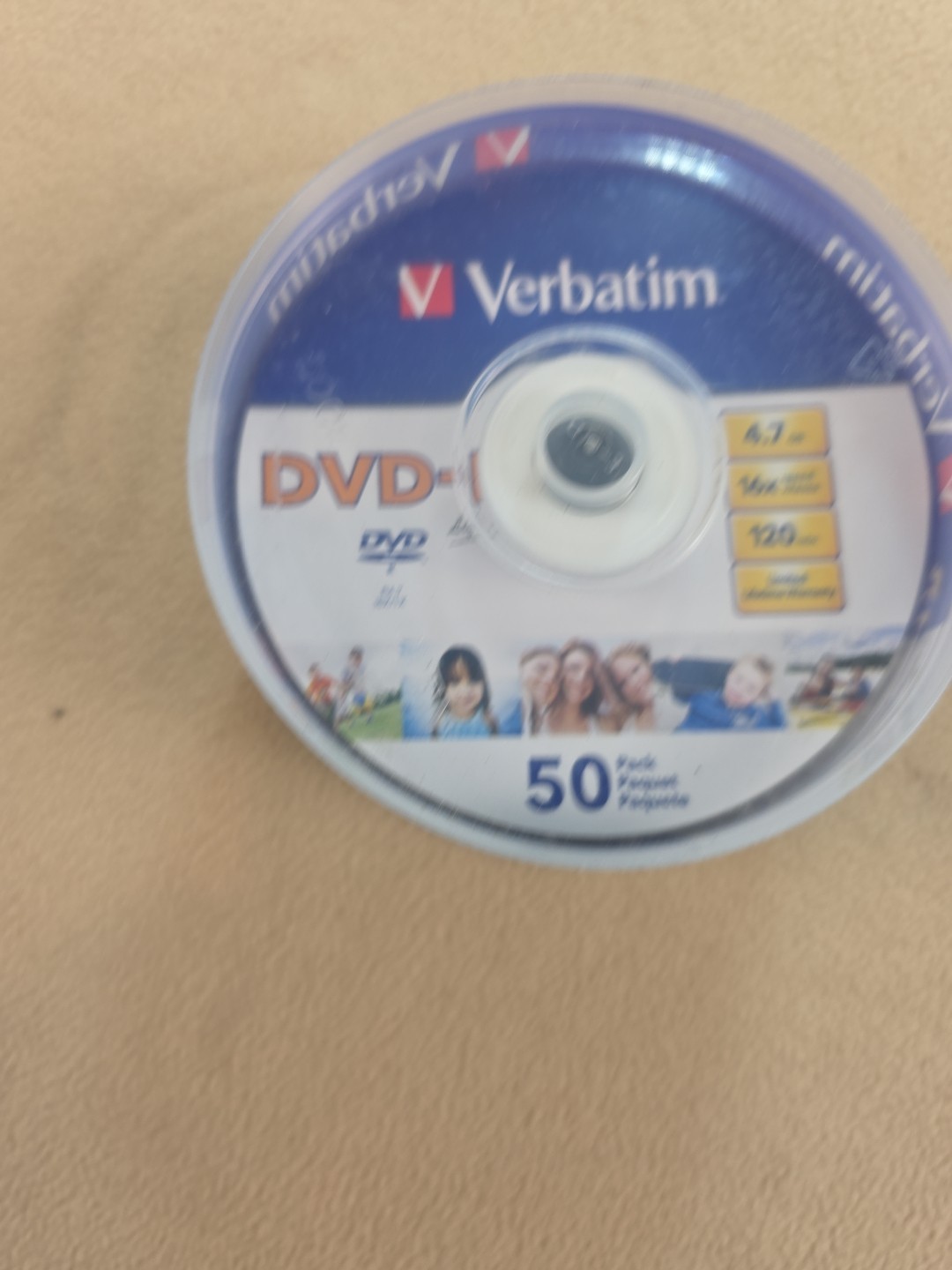 50-pk Verbatim DVD-R Life Series - Logo-Branded, 16x, 4.7GB, 120 mins #97176
