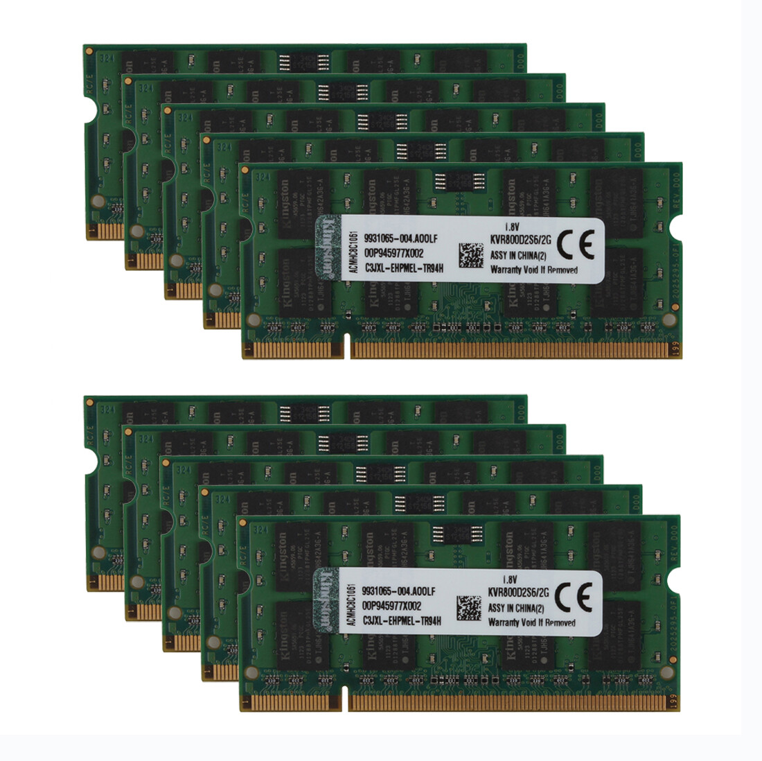Kingston 10pcs 2GB PC2 6400S 2RX8 DDR2 800MHz 200pin Laptop Memory RAM SO-DIMM