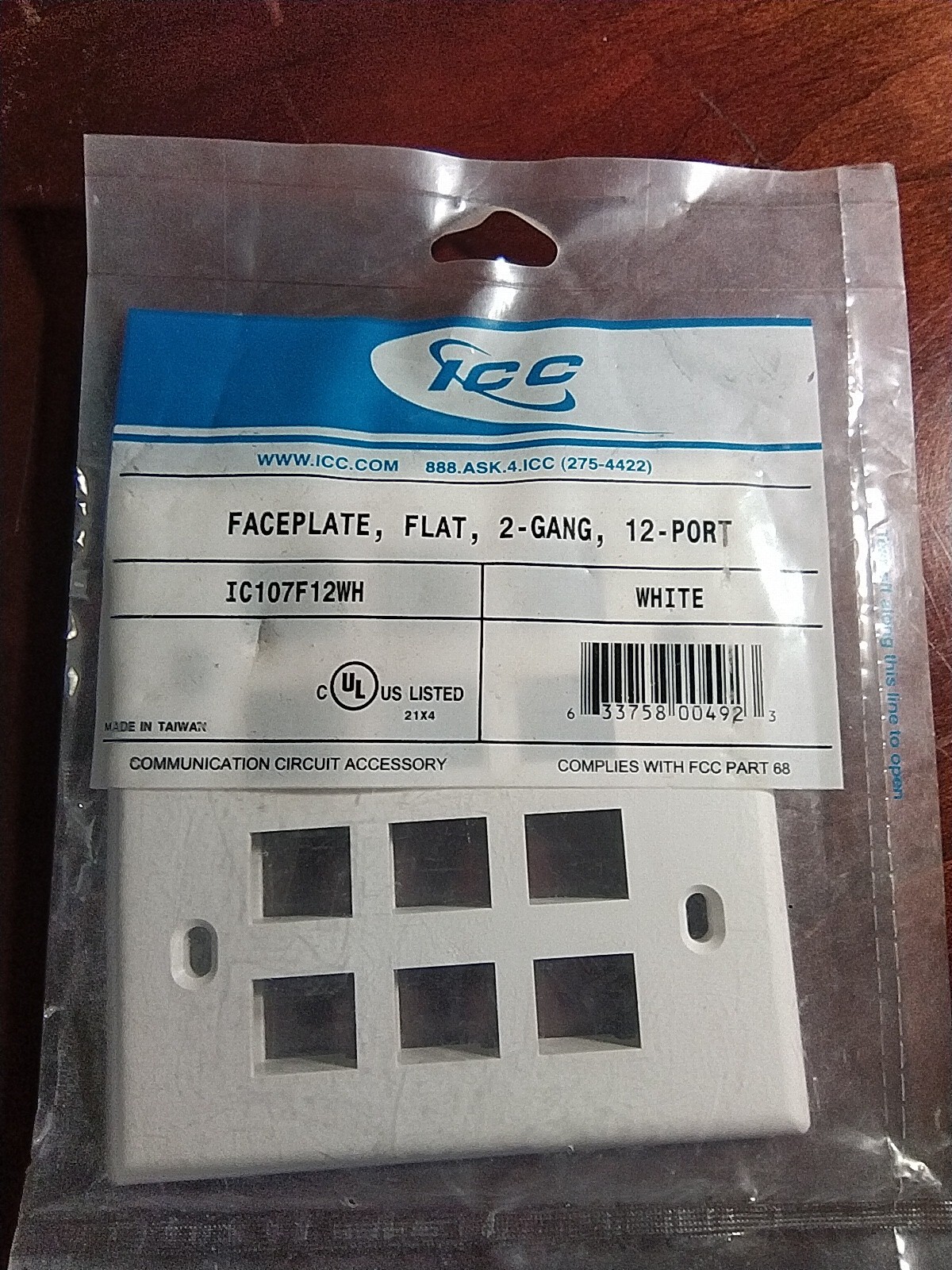 ICC FACE2WH Port Faceplate IC107F02WH WHITE. 12 PORT
