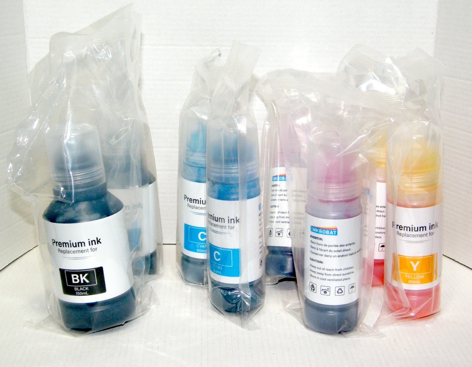 T502 Ink Refill Bottles compat. for many Eco Tank systems (Not Sublimation) 8 pk