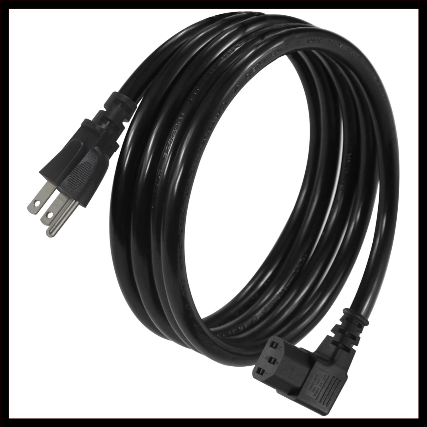 Black 6FT 90 Degree Computer Monitor Power Cord - Replacement IEC C13 for PC ...