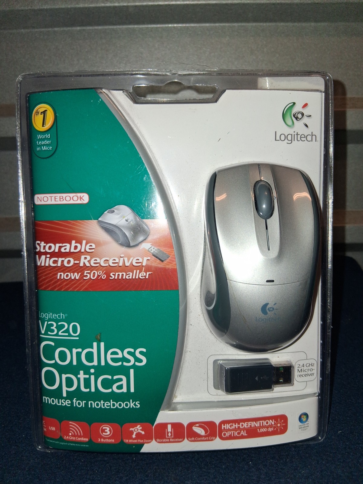 Logitech V320 Cordless Optical Mouse for NOTEBOOK 2.4 GHz Micro Receiver