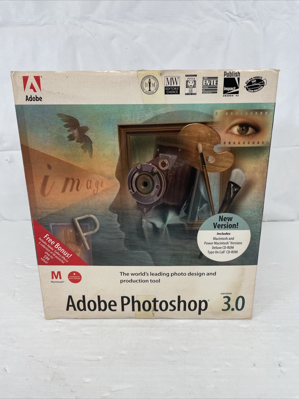 Vintage 1995 Adobe Photoshop 3.0 for Mac & Power Macintosh Floppy/CD - Used