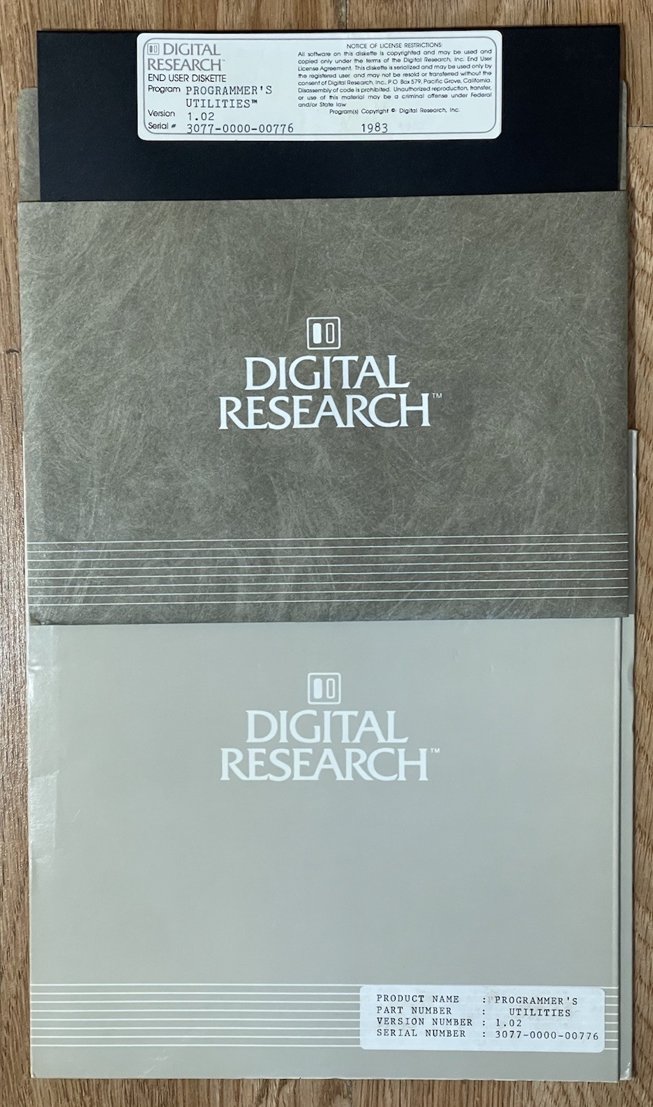 Rare Digital research 1983 programmer’s utilities 1.02 Disk Diskette