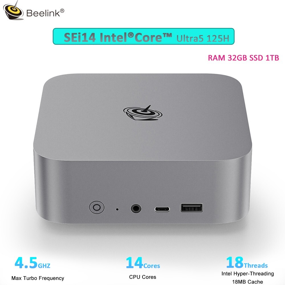 Mini Pc Beelink Sei14 Intel Core Ultra5 125H ComputerDDR5 5600Mhz RAM32GB SSD1TB