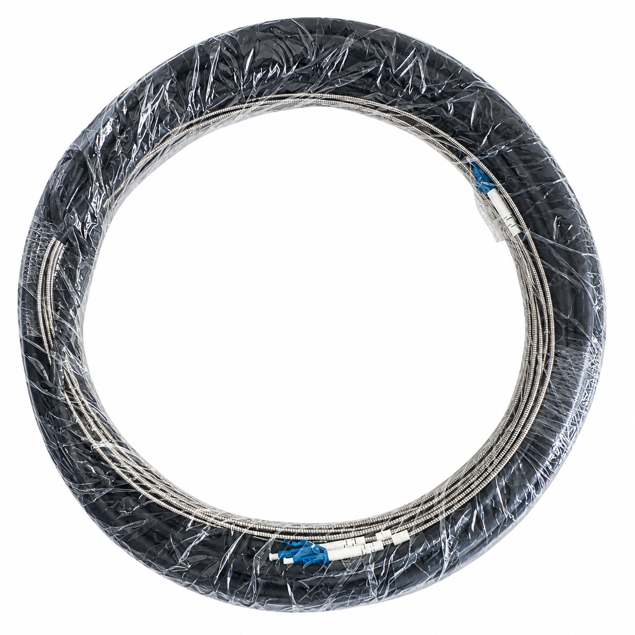 20M (66ft) 4 Strand Outdoor Armored Single Mode Fiber Optic Cable, LC to LC UPC