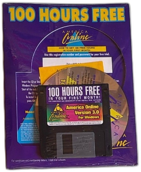 America Online Version 3 0 For Windows 100 Hours Free Kit Sealed Floppy And