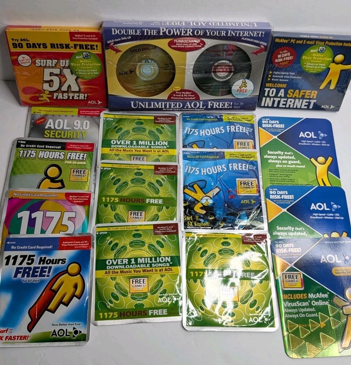 Vintage AOL AMERICA ONLINE Internet Install Discs Lot of 16 Sealed
