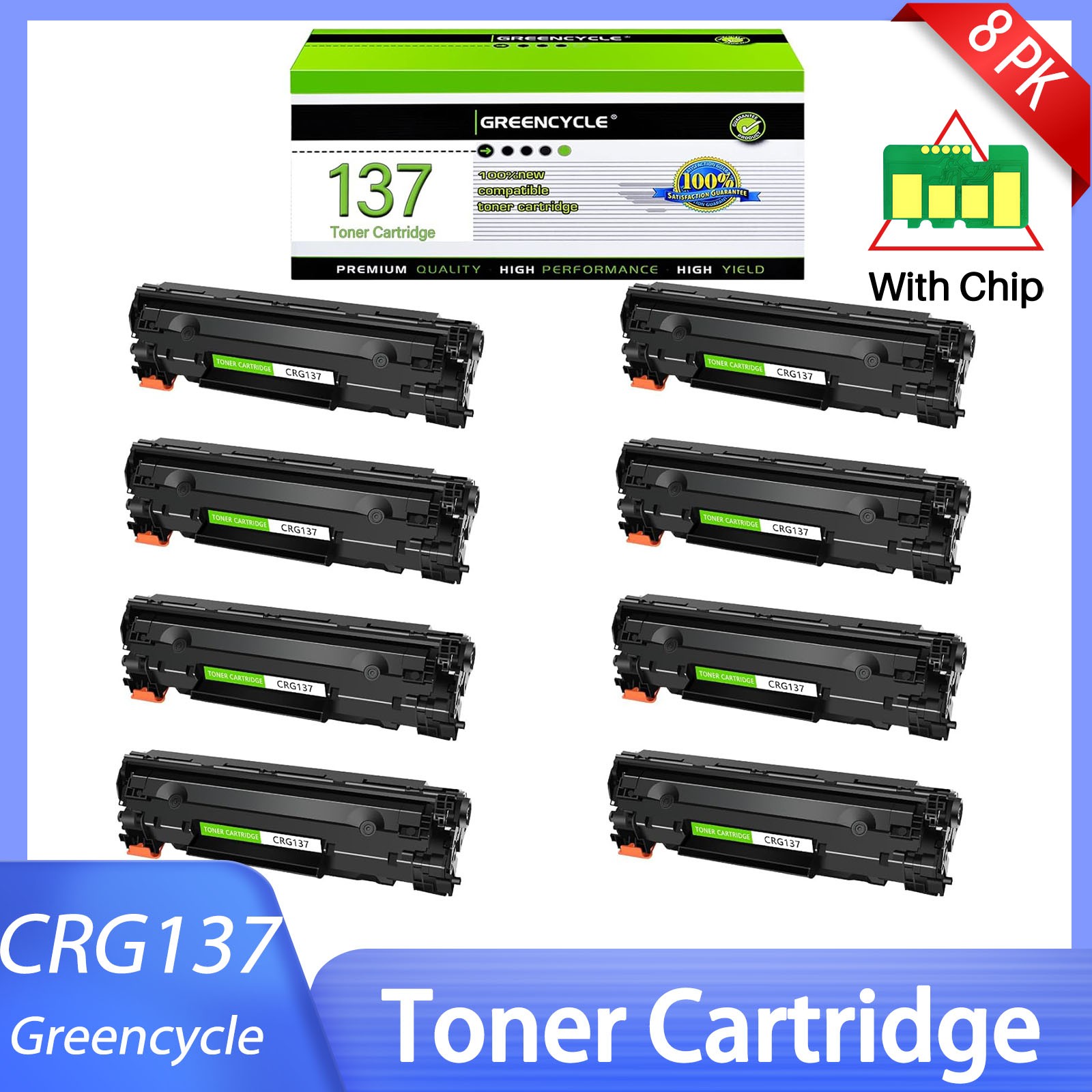 8 Pack CRG137 Toner Cartridge for Canon Imageclass MF217w MF232w MF236n MF249dw