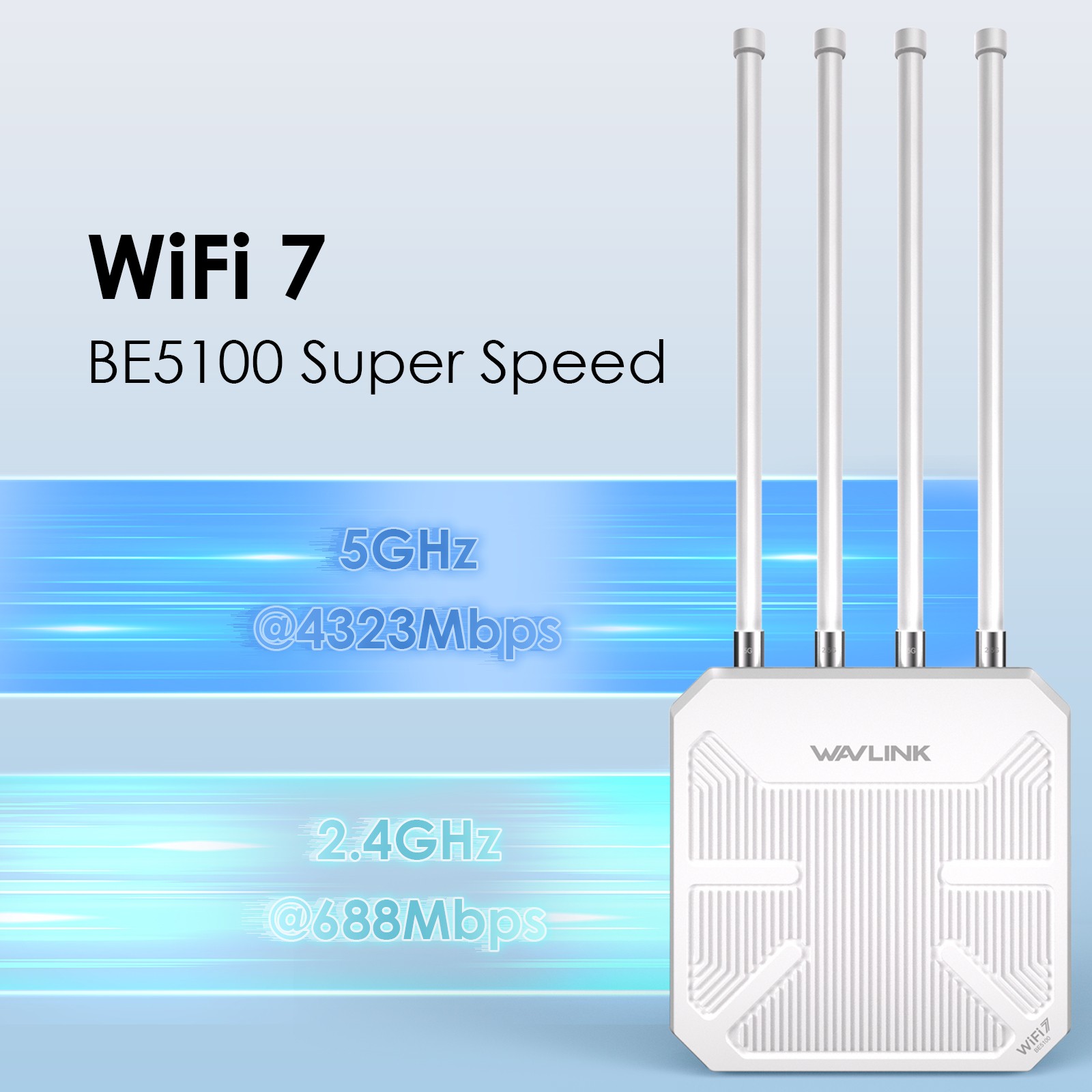 WAVLINK WiFi 7 Outdoor Extender 5100Mbps 3600Mbps Router Gaming Wireless Mesh