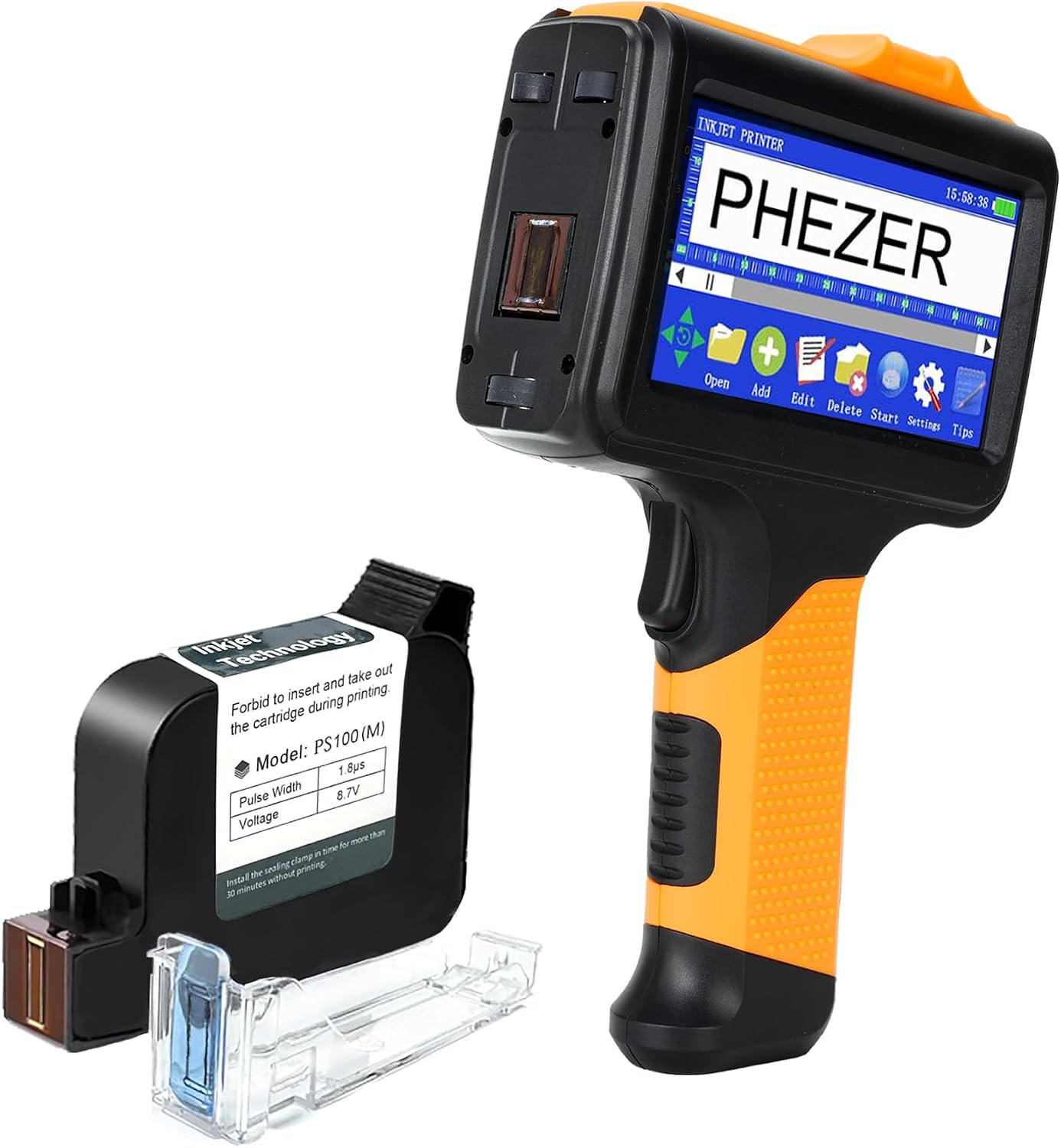 Phezer P19 Handheld Inkjet Printer for Any Surface, Portable 360° All-Round Codi