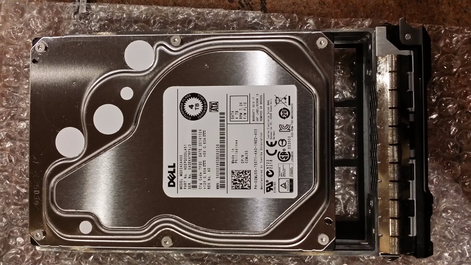 DELL TOSHIBA 4TB 7.2K SATA 3.5" HDD MG03ACA400 2MJ55