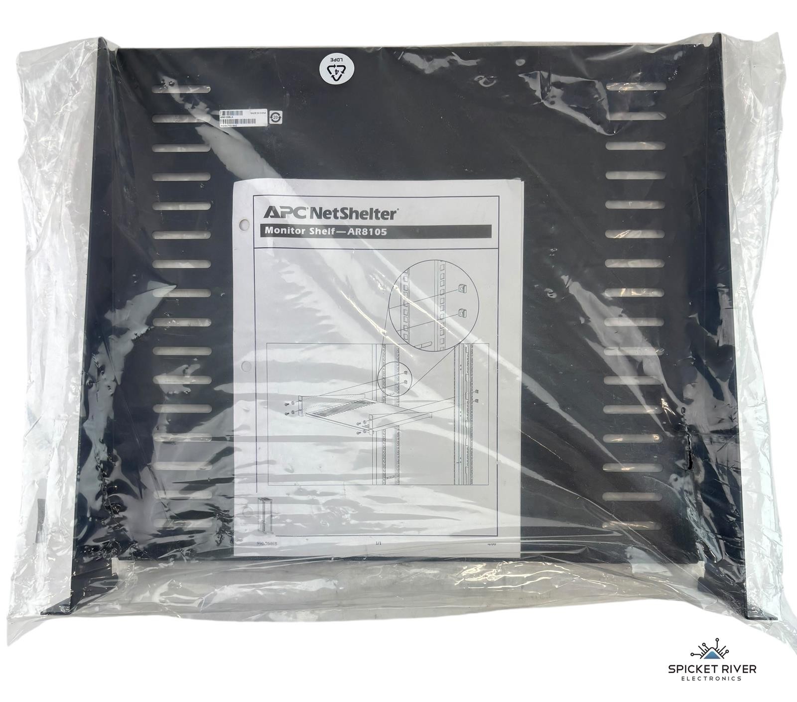 Open Box - APC AR8105BLK NetShelter Monitor Shelf Steel 2RU Vented Rack Shelf