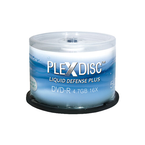 50 PC PlexDisc 16X 4.7 GB DVD-R Water Resistant White Inkjet Printable 632-C14