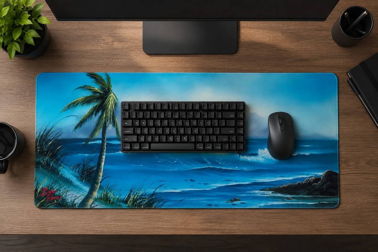 Computer Desk Mat Keyboard Mouse Pad Bob Ross Case of 25 Wholesale New