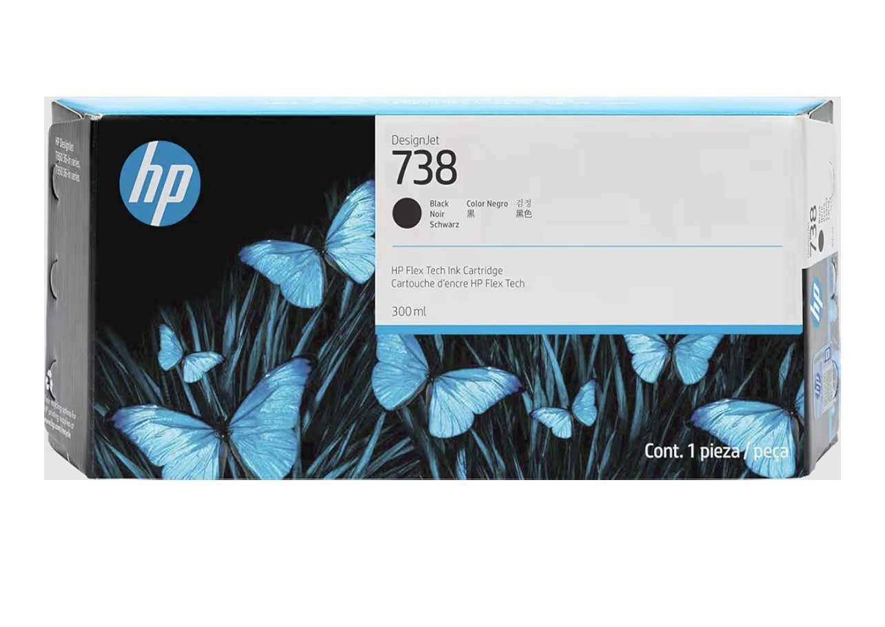 Genuine HP 738 300-ml Black DesignJet Ink Cartridge 498N8A Sealed Box OEM