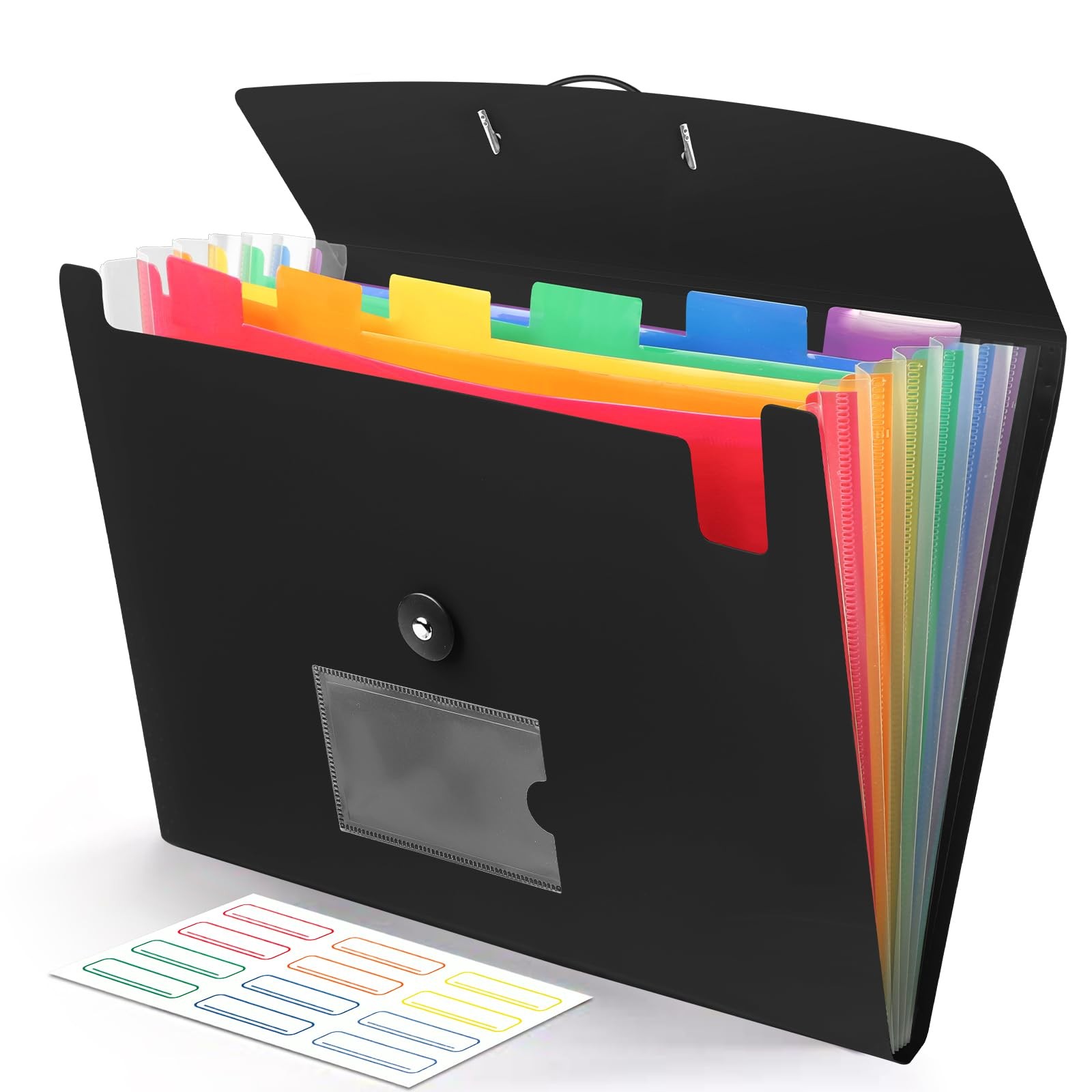 Accordion File Organizer 7 Pocket Expanding Folder Letters A4 Black Accordian