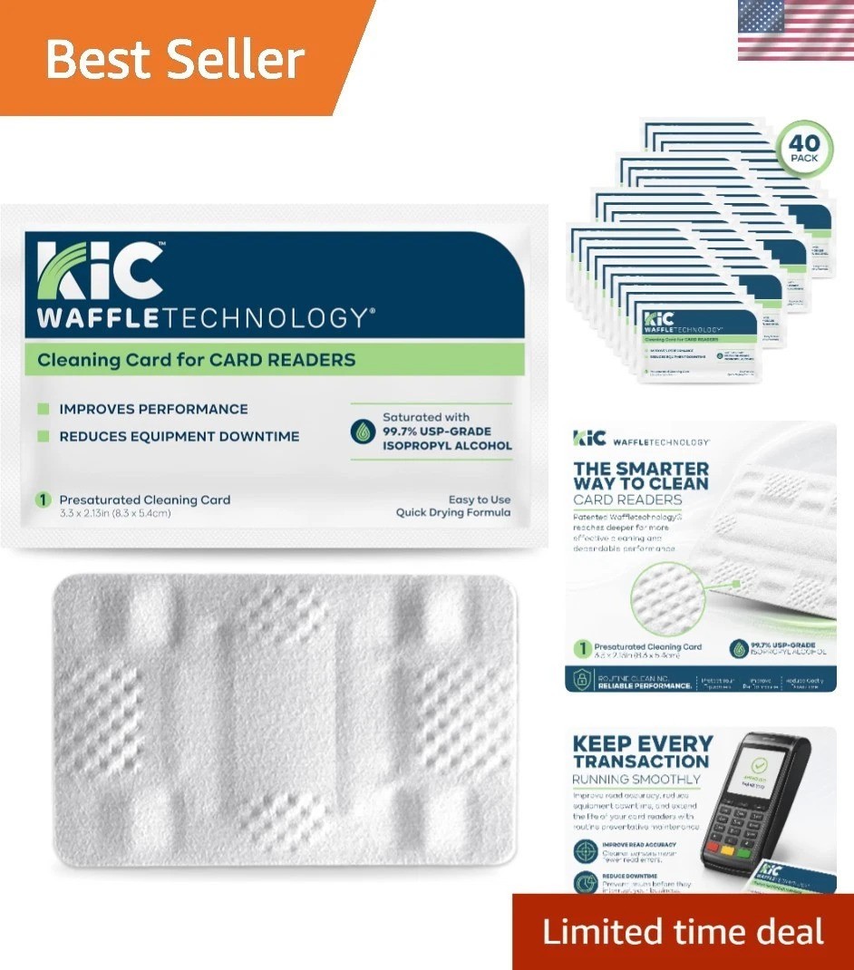 Versatile 40-Pack Card Reader Cleaning Solution – For POS & Vending Machines