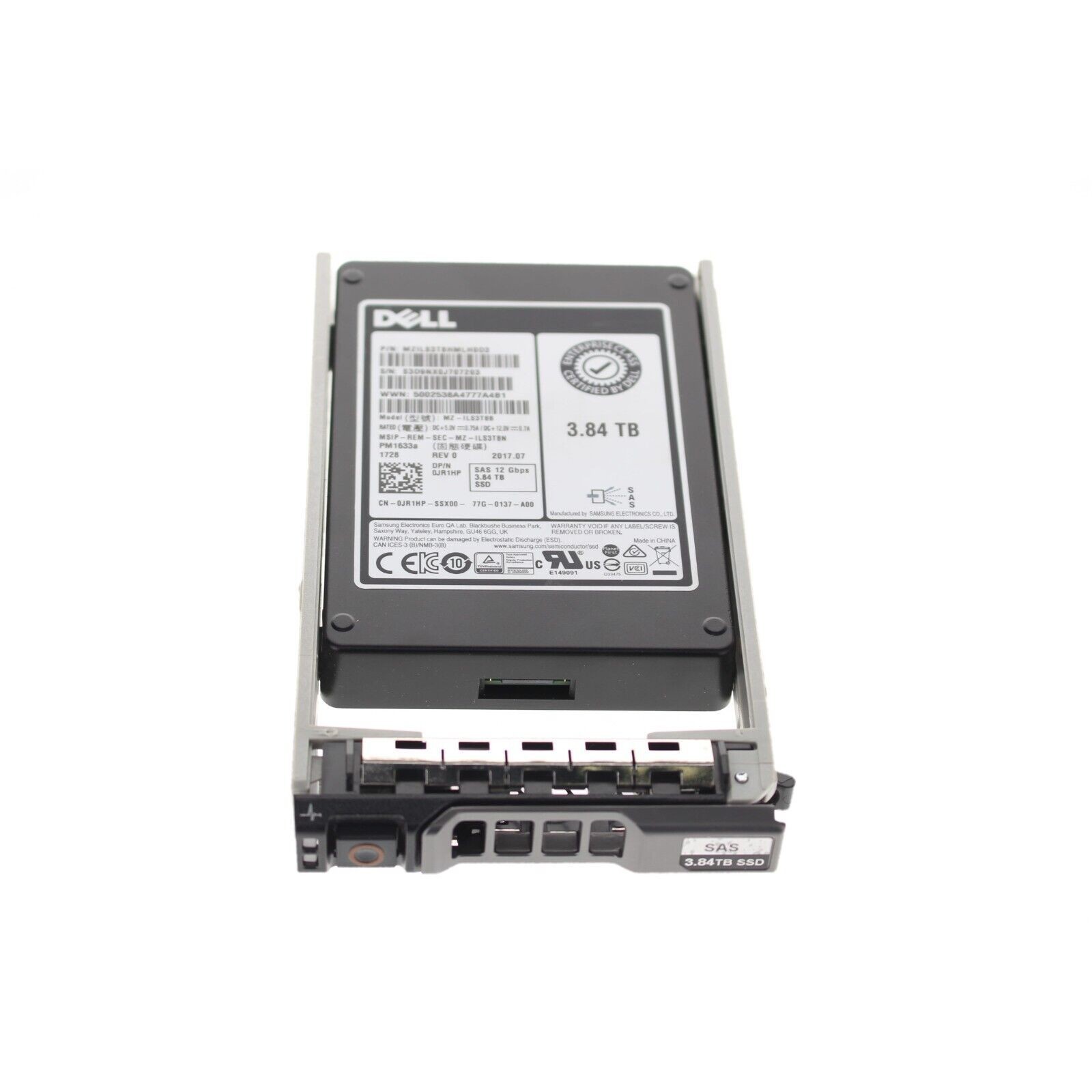 Dell JR1HP 3.84TB 12G 2.5 SAS RI Solid State Drive 100% Health"