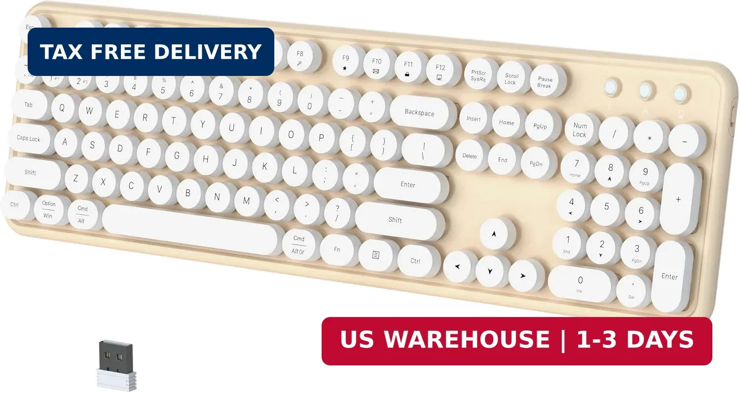 Colorful Wireless Bluetooth Keyboard (White Milk-Tea)