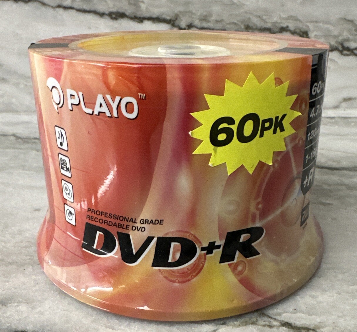 PLAYO DVD + R Professional Grade 60pk Recordable Discs 4.7GB 120min New Sealed
