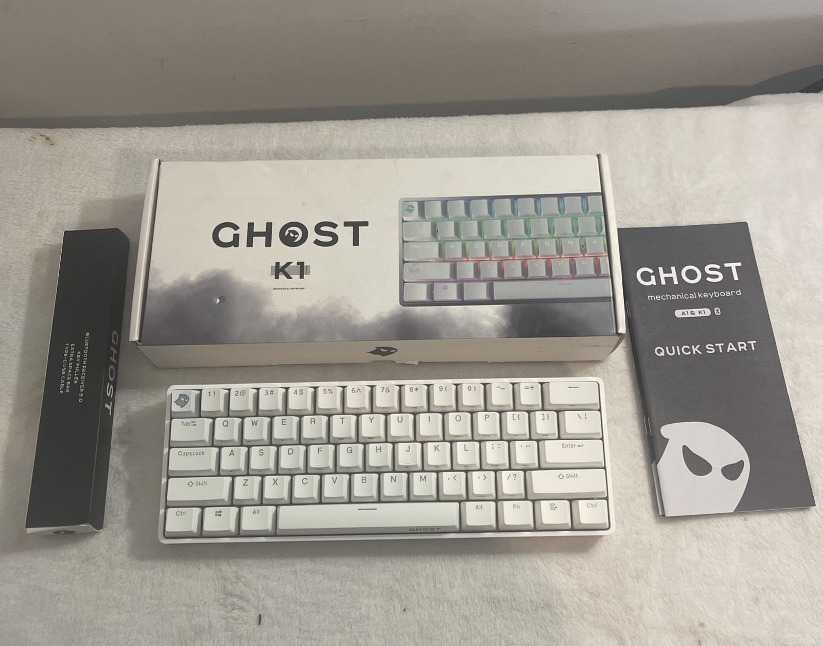 GHOST K1 Keyboard - Cherry MX: Bone White Mechanical Keyboard NIB AS PICTURES
