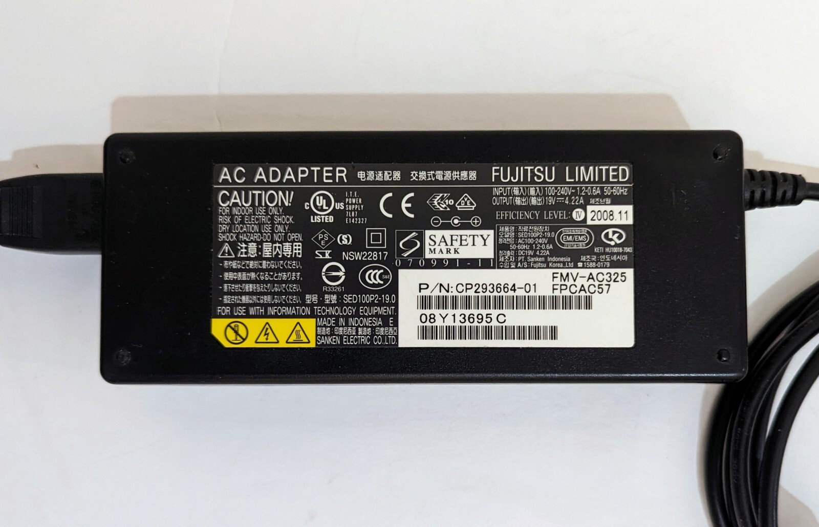 OEM Fujitsu CP293664-01 FPCAC57 Adapter FMV-AC325 Lifebook Laptop Charger