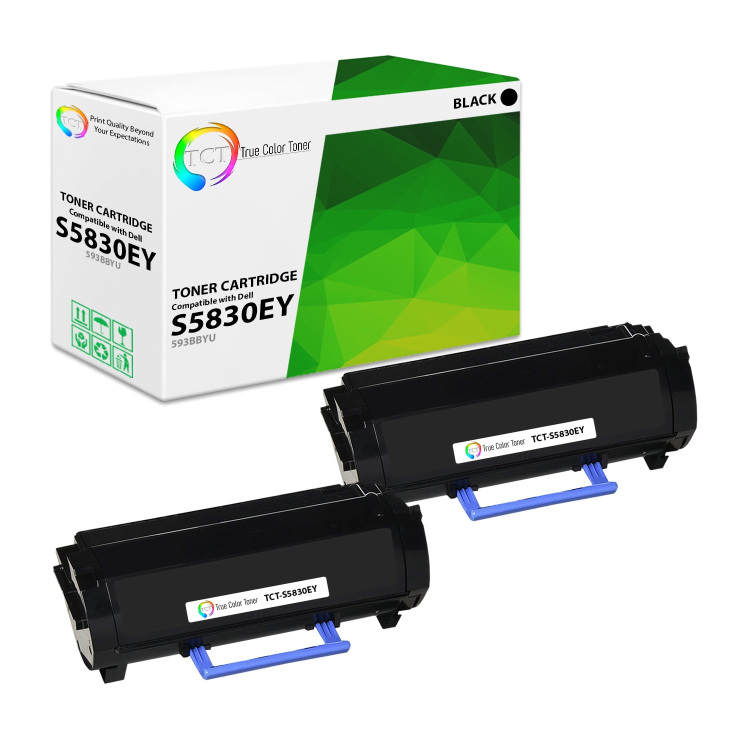 2Pk TCT 593-BBYU For Dell S5830 Extra HY Black Premium Compatible Toner