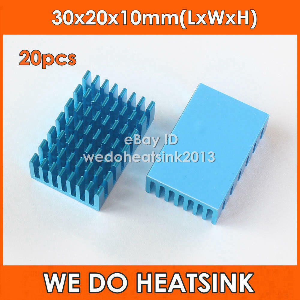 20pcs Aluminum DIP IC CPU Chip 30x20x10mm Heat Sink Blue Anodize Radiator