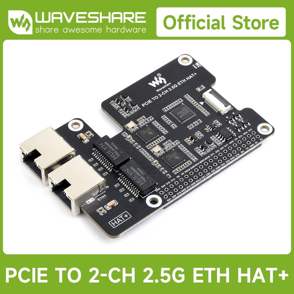 Waveshare PCIe TO 2-CH 2.5G ETH Adapter For Raspberry Pi 5 With Dual RTL8125