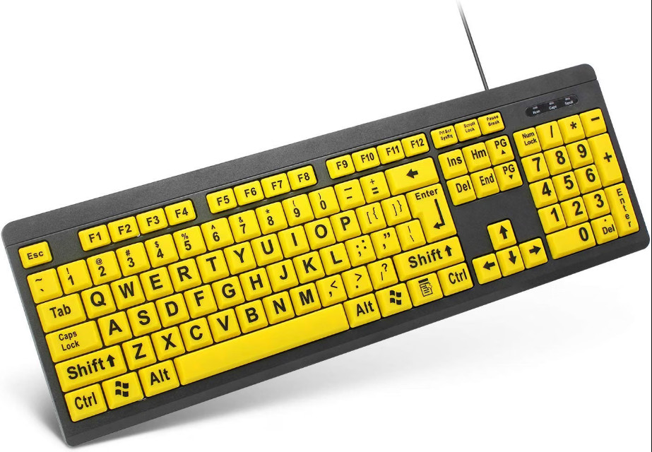 Large Print Computer Keyboard,Wired USB Keyboard High Contrast Big Print Letter 