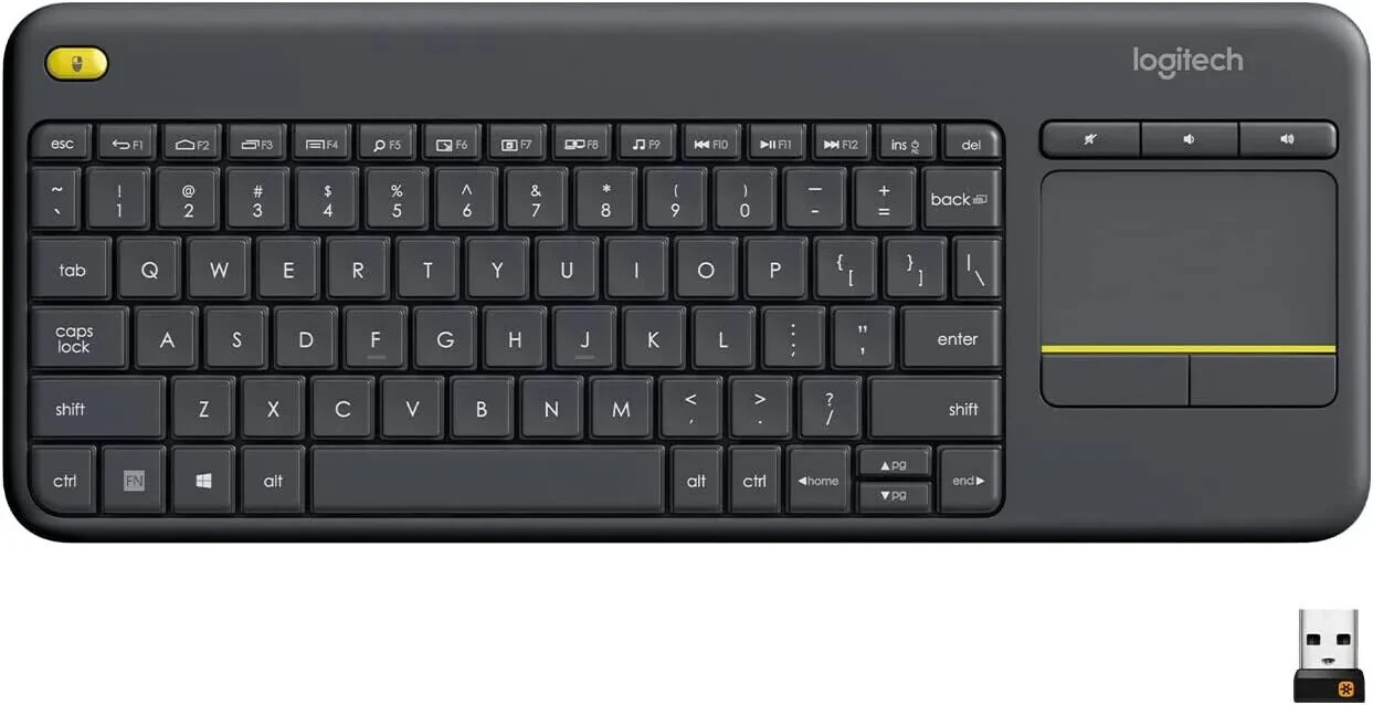 Logitech K400 Plus TKL Wireless Membrane TV Keyboard w/ Built-in Touchpad