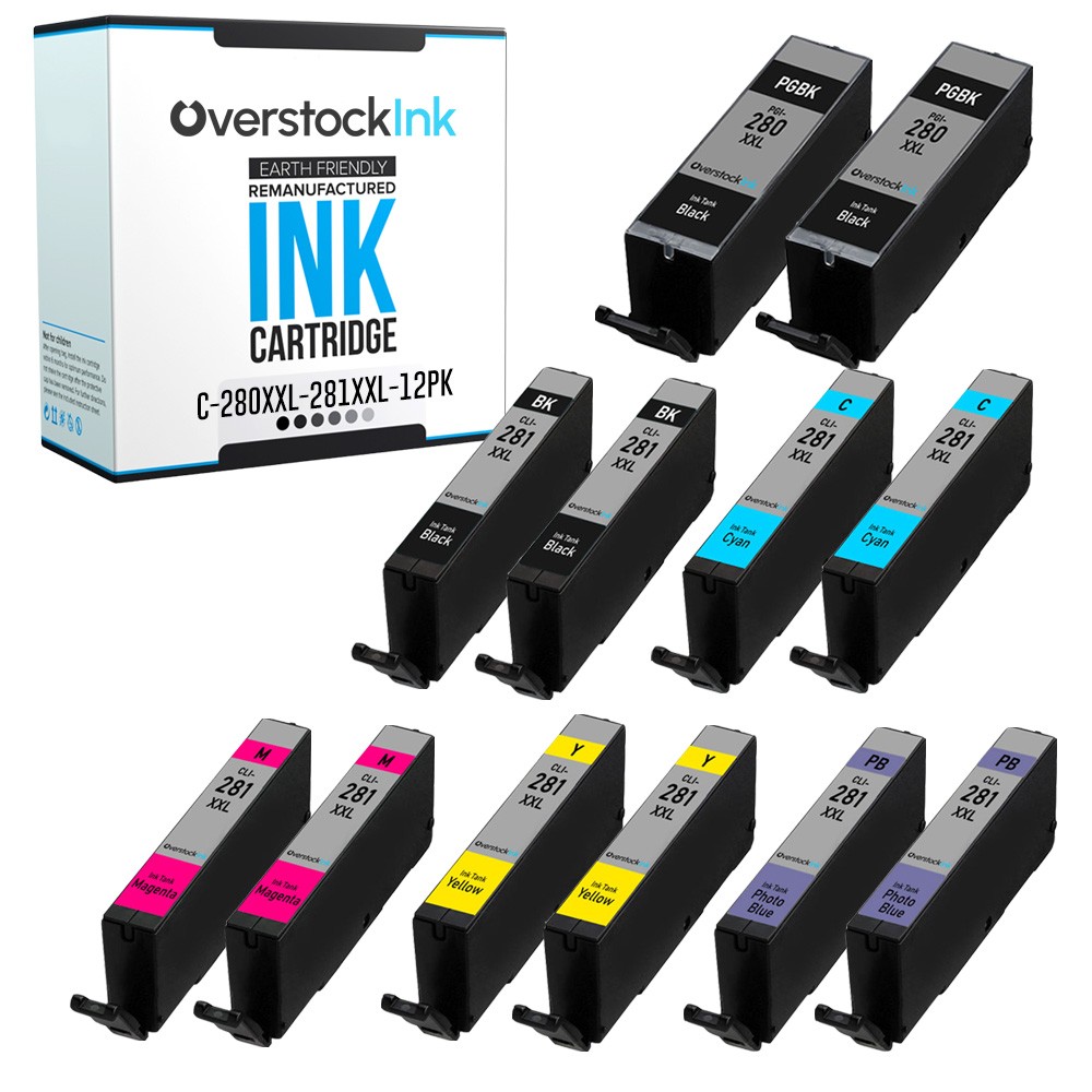 12-Pack Compatible OSI PGI-280XXL & CLI-281XXL Ink for Canon PIXMA TS9120 TS9520