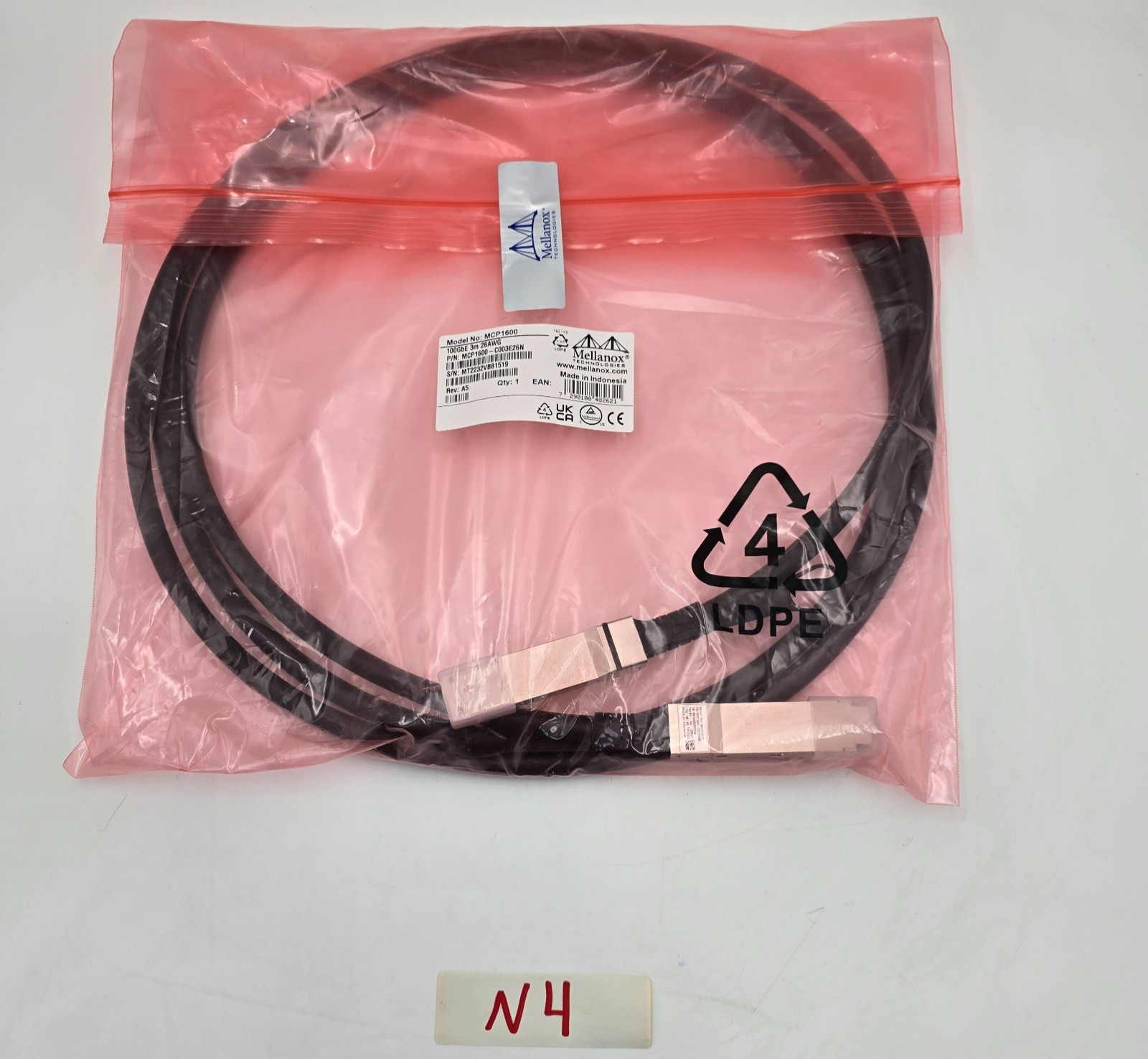 3 UNITS LOT  Mellanox 3M 100GbE QSFP28 Passive Copper Cable MCP1600-C003E26N