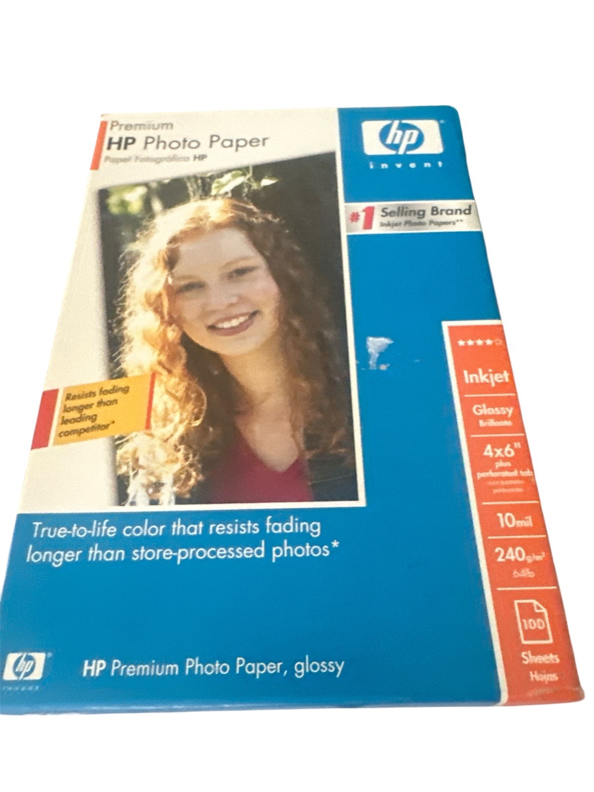 HP Premium Photo Paper Inkjet Glossy 4x6" 10ml 240 g/m2 64lb 100 sheets Q1990A