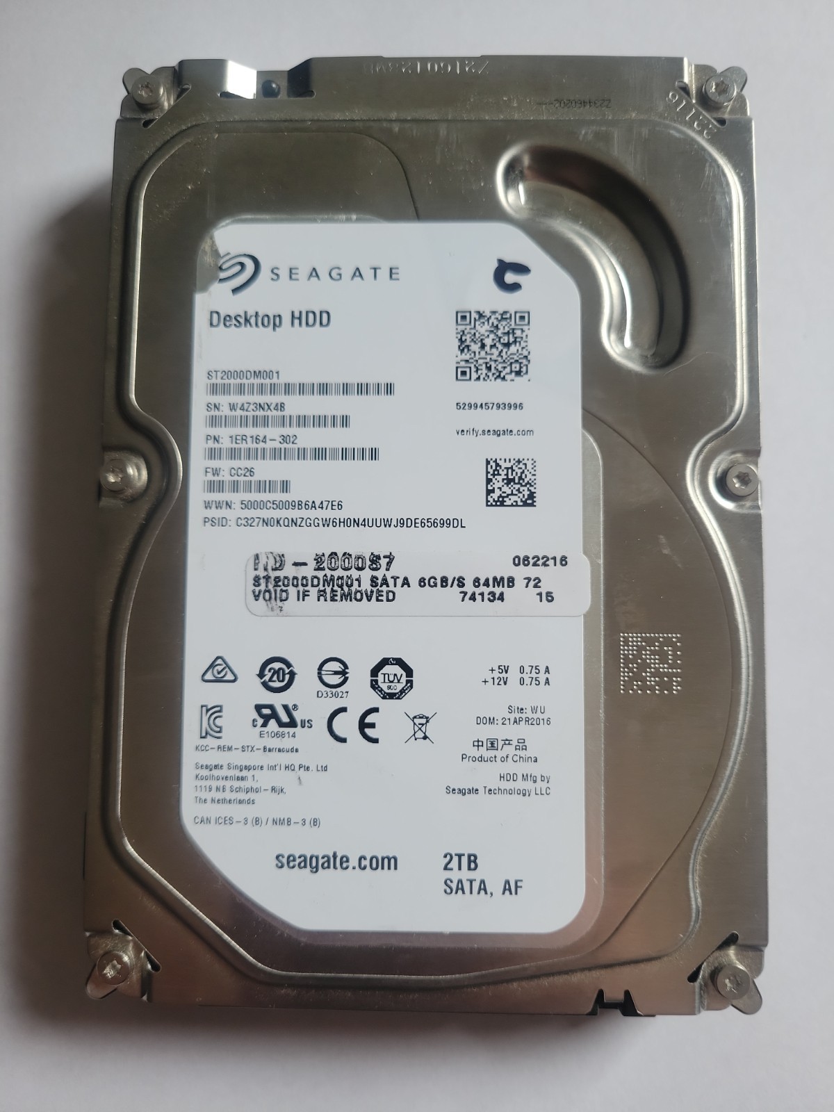Seagate ST2000DM001 2TB SATA 7200RPM HDD - Low Hours, SMART Healthy